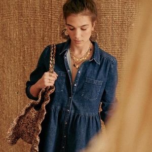 Sezane Leana Dark Denim Dress